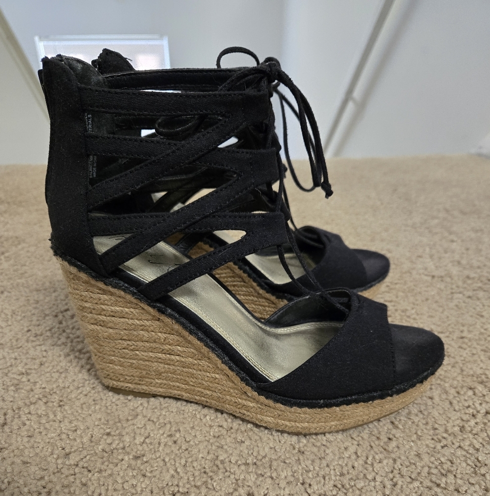 Black Wedge Platform Sandals